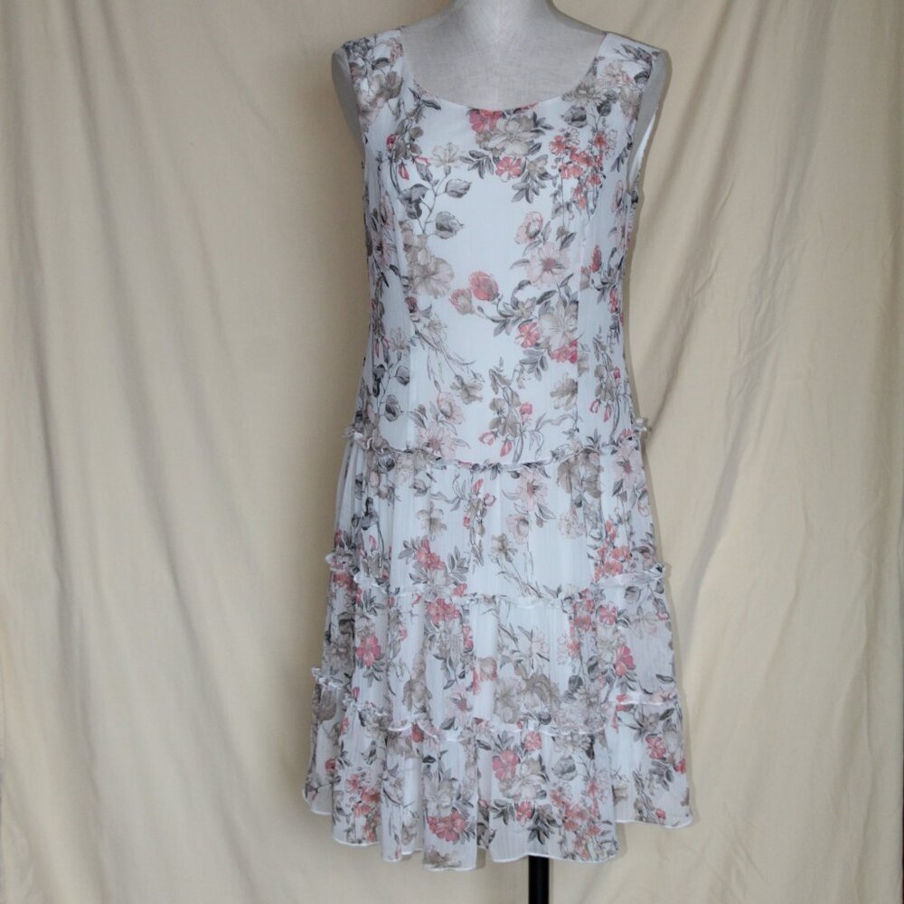 Connected Apparel Ivory Floral Dress- NWT